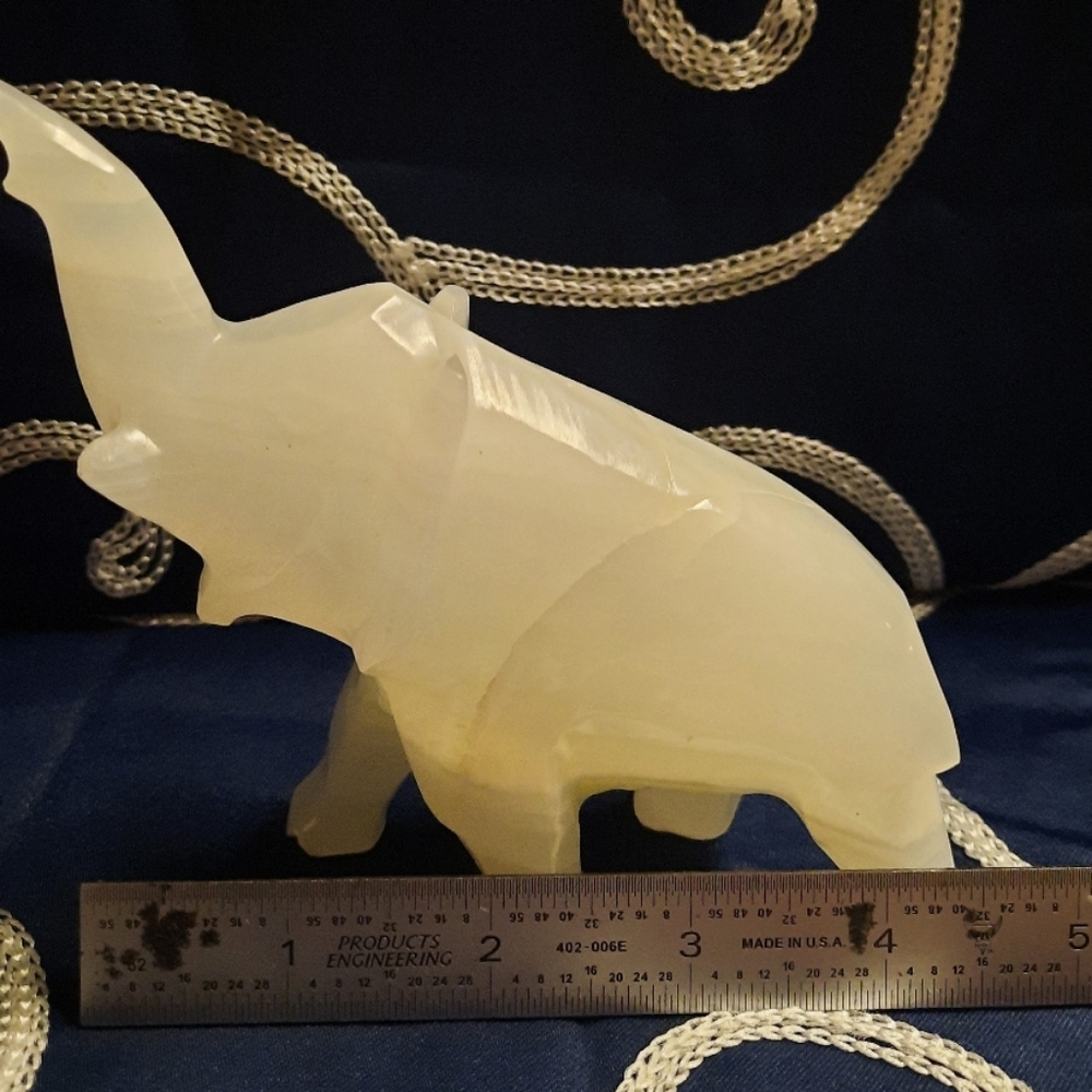 Boho Handcrafted Alabaster Elephant